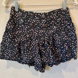 Pimkie Black navy  Heart Print Skort with Buttons